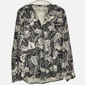 New Calvin Klein Linen Tropical Button Up Top Medium